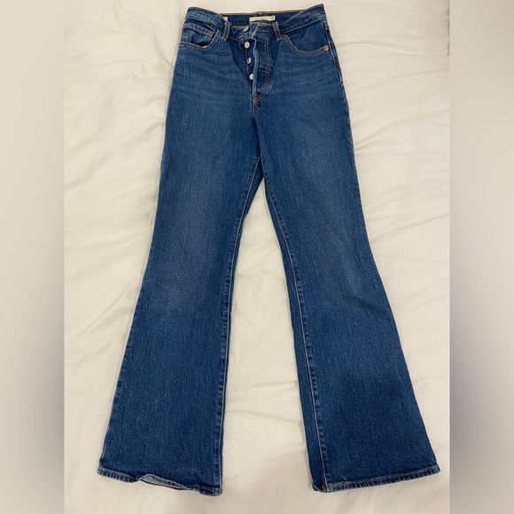 Levi’s navy blue flare pants high waist - Picture 4 of 5